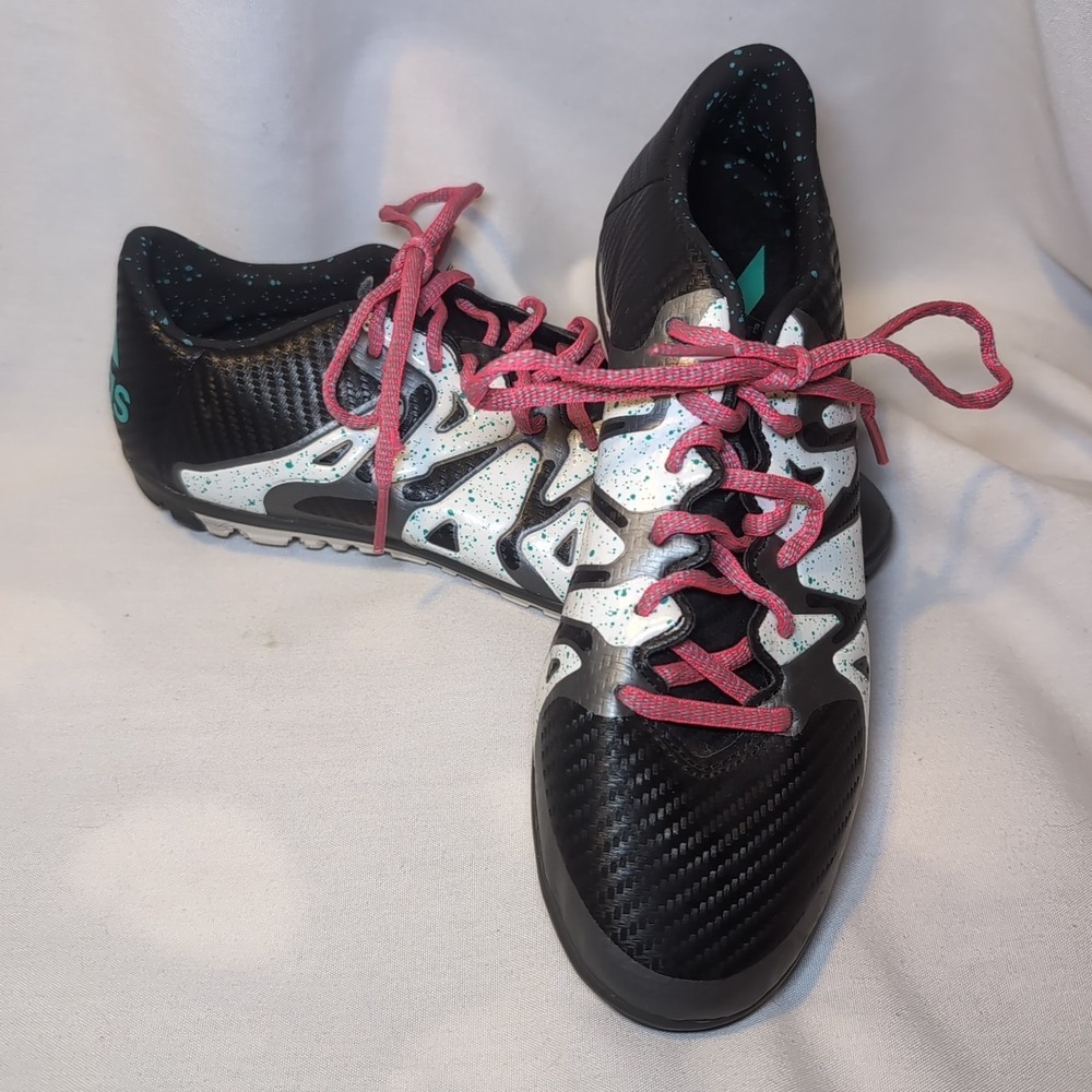 Adidas X 15.3 Indoor Soccer Boots Shoes Mens 7 Black Mint White Athletic Shoes